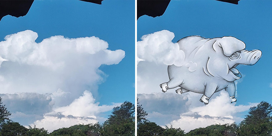 This Artist Creates Fun Illustrations On Pictures Of Clouds (35 New Pics) This Artist Creates Fun Illustrations On Pictures Of Clouds (35 New Pics)