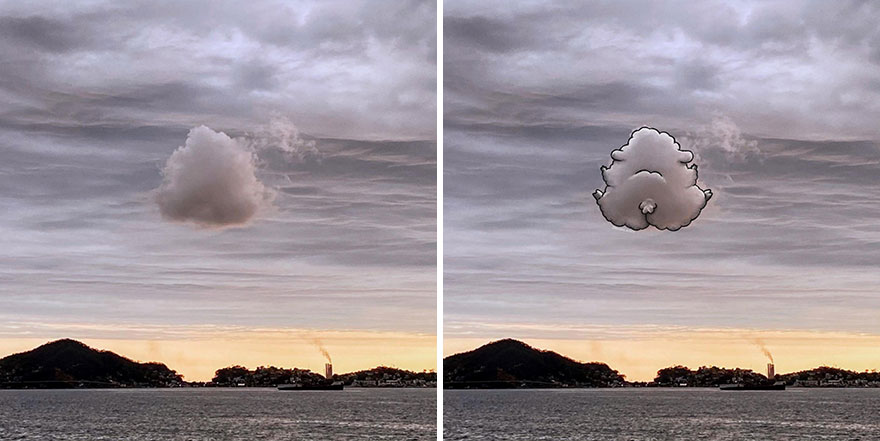 This Artist Creates Fun Illustrations On Pictures Of Clouds (35 New Pics) This Artist Creates Fun Illustrations On Pictures Of Clouds (35 New Pics)