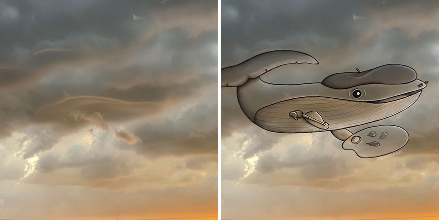 This Artist Creates Fun Illustrations On Pictures Of Clouds (35 New Pics) This Artist Creates Fun Illustrations On Pictures Of Clouds (35 New Pics)
