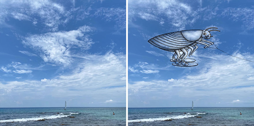 This Artist Creates Fun Illustrations On Pictures Of Clouds (35 New Pics) This Artist Creates Fun Illustrations On Pictures Of Clouds (35 New Pics)