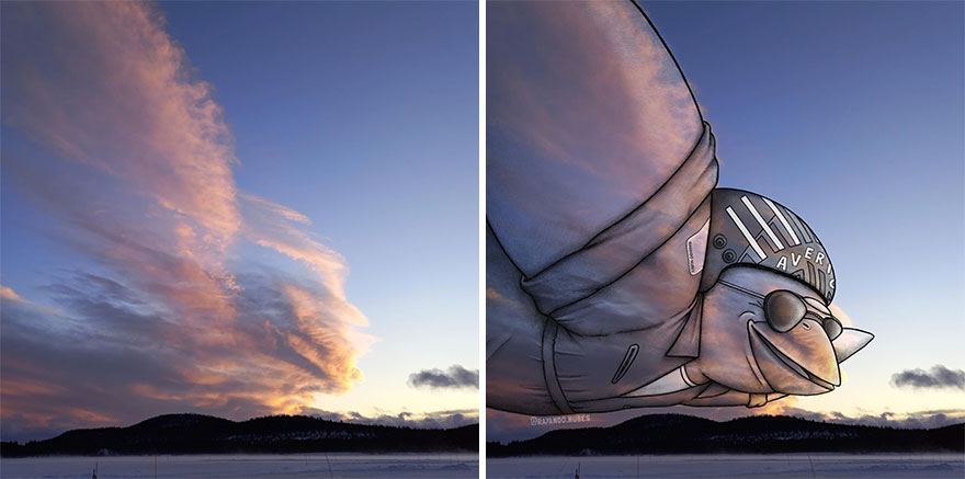 This Artist Creates Fun Illustrations On Pictures Of Clouds (35 New Pics) This Artist Creates Fun Illustrations On Pictures Of Clouds (35 New Pics)