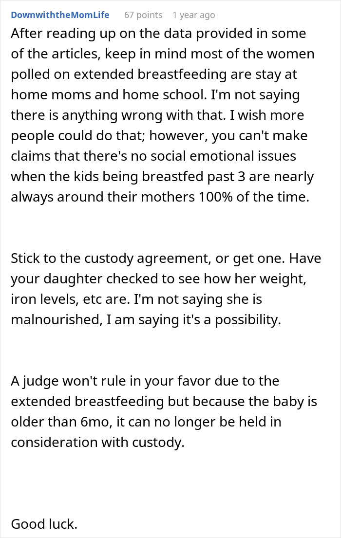Dad Is Fed Up With Ex-Wife Breastfeeding 7 Y.O Daughter And Saying She’ll Stop “When She’s Ready” Dad Is Fed Up With Ex-Wife Breastfeeding 7 Y.O Daughter And Saying She’ll Stop “When She’s Ready”