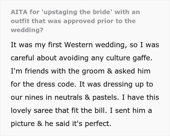 Wedding Guest Gets Bashed By The Bride For Allegedly Trying To ‘Upstage’ Her With Her Outfit Wedding Guest Gets Bashed By The Bride For Allegedly Trying To ‘Upstage’ Her With Her Outfit