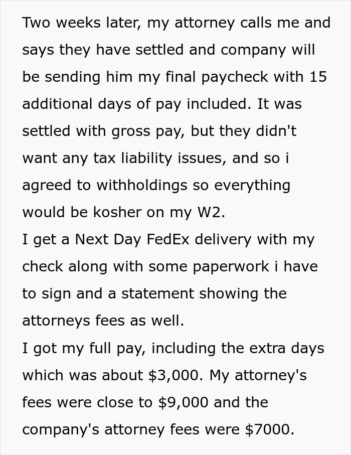 Worker Receives Huge Payout In Lawsuit, Teaching Power-Hungry Manager A Lesson Worker Receives Huge Payout In Lawsuit, Teaching Power-Hungry Manager A Lesson
