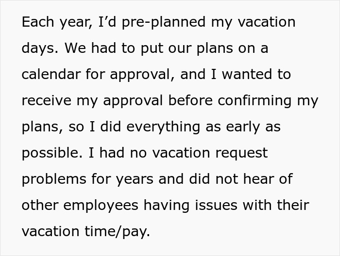 “Four Paid Unused Vacation Days Will Cost You Thousands”: Worker Complies With A Made-Up Rule “Four Paid Unused Vacation Days Will Cost You Thousands”: Worker Complies With A Made-Up Rule