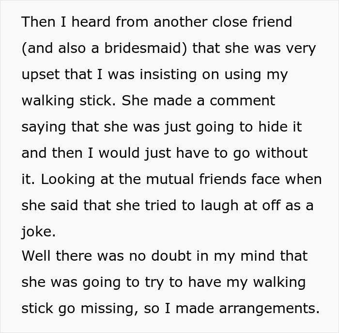 Bridezilla Hides Veteran’s Cane That Doesn’t Fit Her Wedding Aesthetic, Regrets It Immediately Bridezilla Hides Veteran’s Cane That Doesn’t Fit Her Wedding Aesthetic, Regrets It Immediately