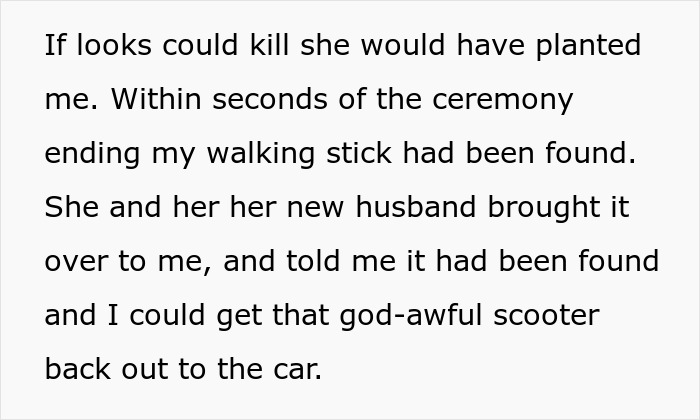 Bridezilla Hides Veteran’s Cane That Doesn’t Fit Her Wedding Aesthetic, Regrets It Immediately Bridezilla Hides Veteran’s Cane That Doesn’t Fit Her Wedding Aesthetic, Regrets It Immediately