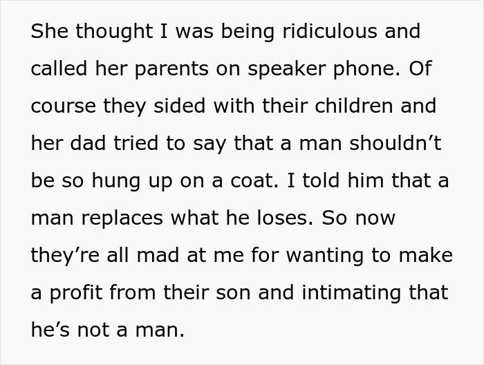 Man Refuses To Back Down After Fiancée’s Family Turn On Him Over $700 Coat