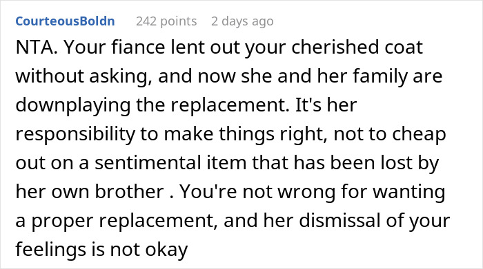 Man Refuses To Back Down After Fiancée’s Family Turn On Him Over $700 Coat