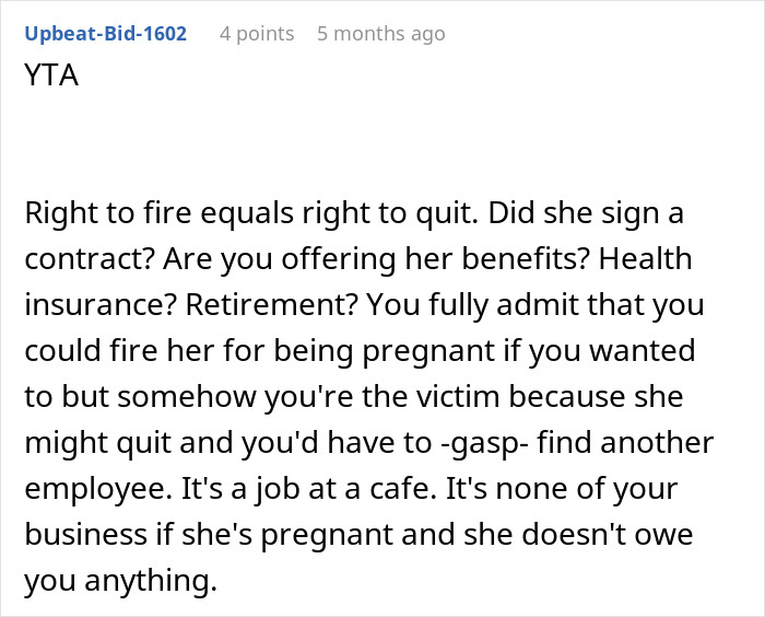 Boss Wonders If He Should Ask Employee If She&#8217;s Pregnant: &#8220;We Live In A Right To Fire State&#8221;