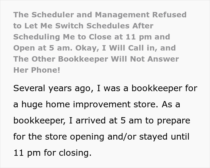“Close At 11 PM, Open At 5 AM”: Management Refuses To Let Employee Switch Schedules, Regrets It “Close At 11 PM, Open At 5 AM”: Management Refuses To Let Employee Switch Schedules, Regrets It