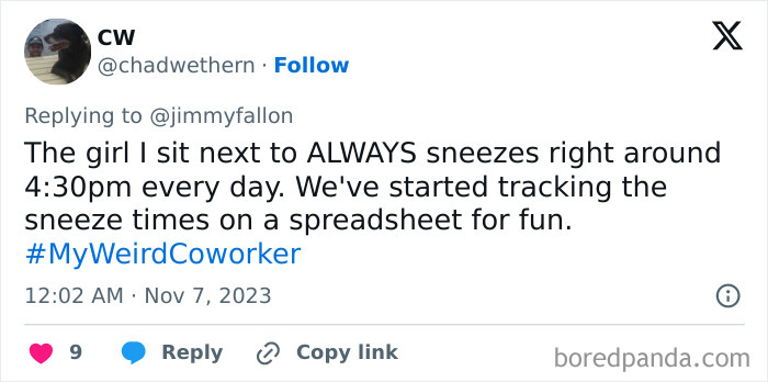 30 Of The Best Answers To Jimmy Fallon’s “My Weird Coworker” Challenge 30 Of The Best Answers To Jimmy Fallon’s “My Weird Coworker” Challenge