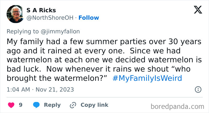 Jimmy Fallon Asks For Epic #MyFamilyIsWeird Stories, 30 Online Users Deliver Jimmy Fallon Asks For Epic #MyFamilyIsWeird Stories, 30 Online Users Deliver