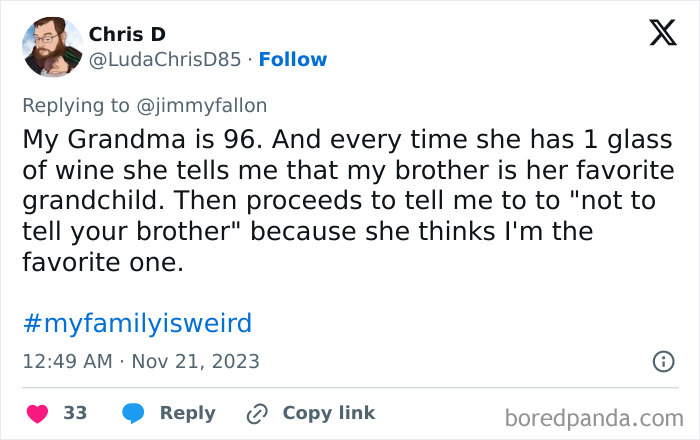 Jimmy Fallon Asks For Epic #MyFamilyIsWeird Stories, 30 Online Users Deliver Jimmy Fallon Asks For Epic #MyFamilyIsWeird Stories, 30 Online Users Deliver