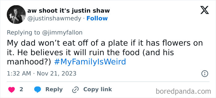 Jimmy Fallon Asks For Epic #MyFamilyIsWeird Stories, 30 Online Users Deliver Jimmy Fallon Asks For Epic #MyFamilyIsWeird Stories, 30 Online Users Deliver