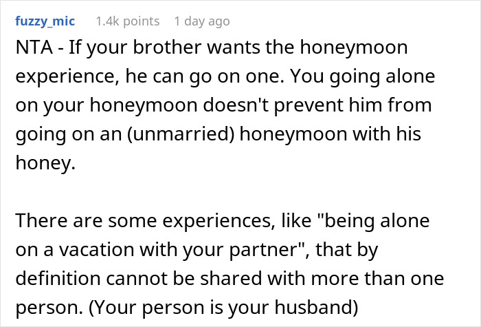 Woman Doesn’t Want Her Brother Joining Her On Honeymoon, Considers Giving Wrong Address Woman Doesn’t Want Her Brother Joining Her On Honeymoon, Considers Giving Wrong Address