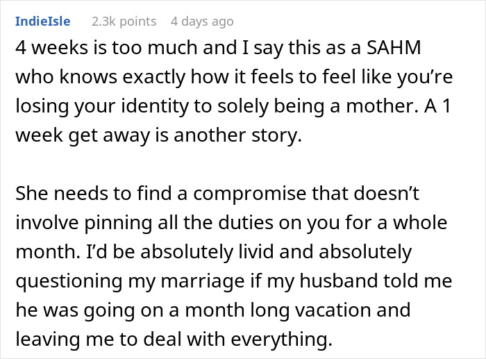 Husband Is Thinking Of Ending His Marriage After His Wife Asks For A Month Off From Being A Mom Husband Is Thinking Of Ending His Marriage After His Wife Asks For A Month Off From Being A Mom