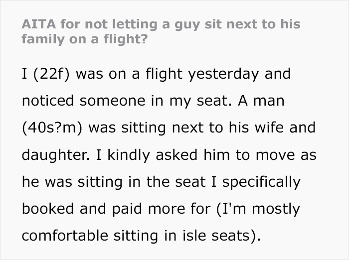 Woman Refuses To Switch Seats With A Man So He Can Sit With Family, Flight Attendant Intervenes Woman Refuses To Switch Seats With A Man So He Can Sit With Family, Flight Attendant Intervenes