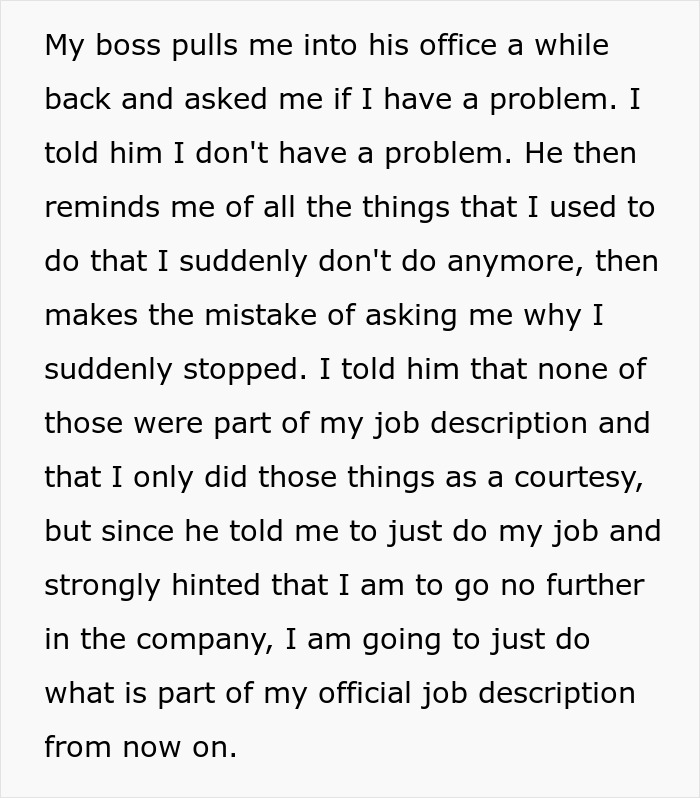 Boss Tells Employee They Won’t Be Promoted, Regrets It After They Stop Doing Extra Boss Tells Employee They Won’t Be Promoted, Regrets It After They Stop Doing Extra