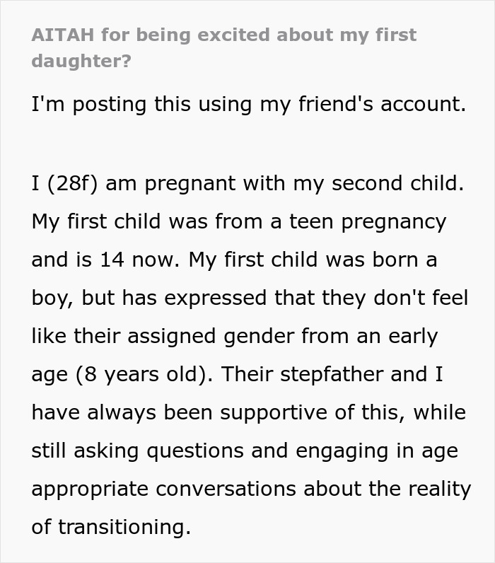Mom Is Overjoyed To Be Pregnant With A Girl, Her Trans Daughter Feels It’s Insensitive To Her Mom Is Overjoyed To Be Pregnant With A Girl, Her Trans Daughter Feels It’s Insensitive To Her