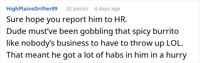 Person Exposes Office Food Thief With A Planted Lunch Burrito: “He Immediately Threw Up” Person Exposes Office Food Thief With A Planted Lunch Burrito: “He Immediately Threw Up”
