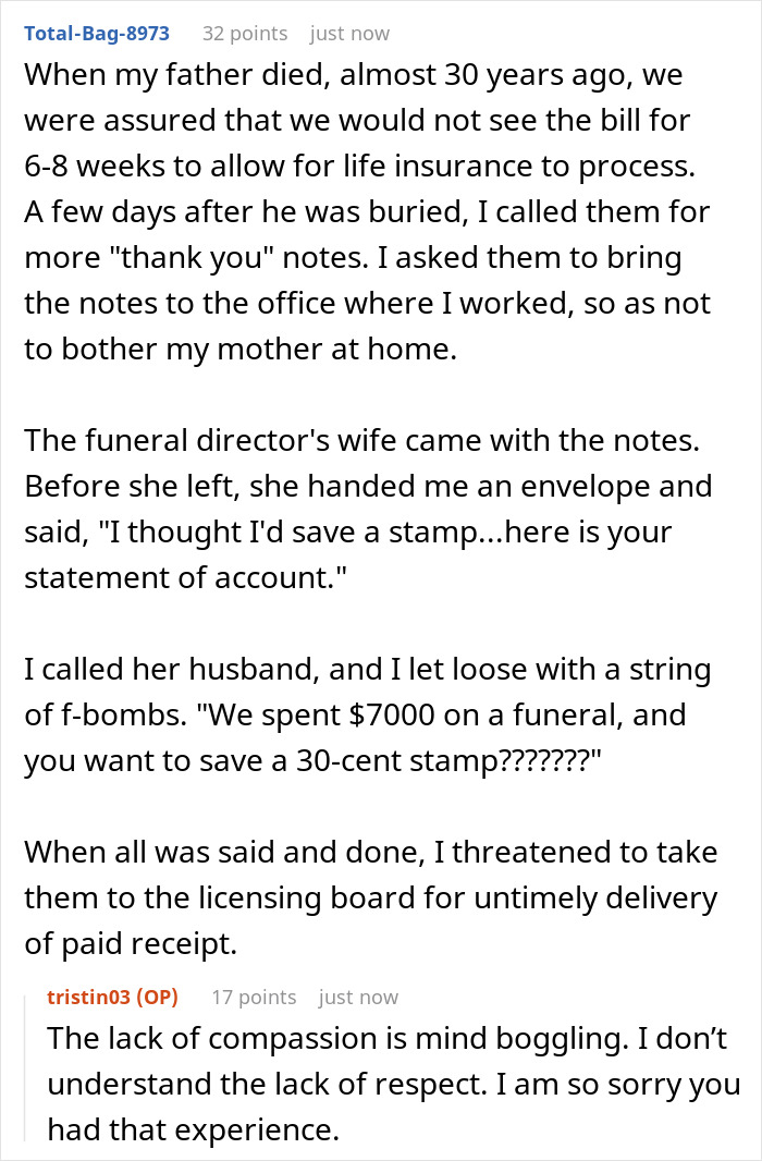 Woman Shares A Mildly Infuriating Story About A Call From Funeral Home Where She Buried Her Husband