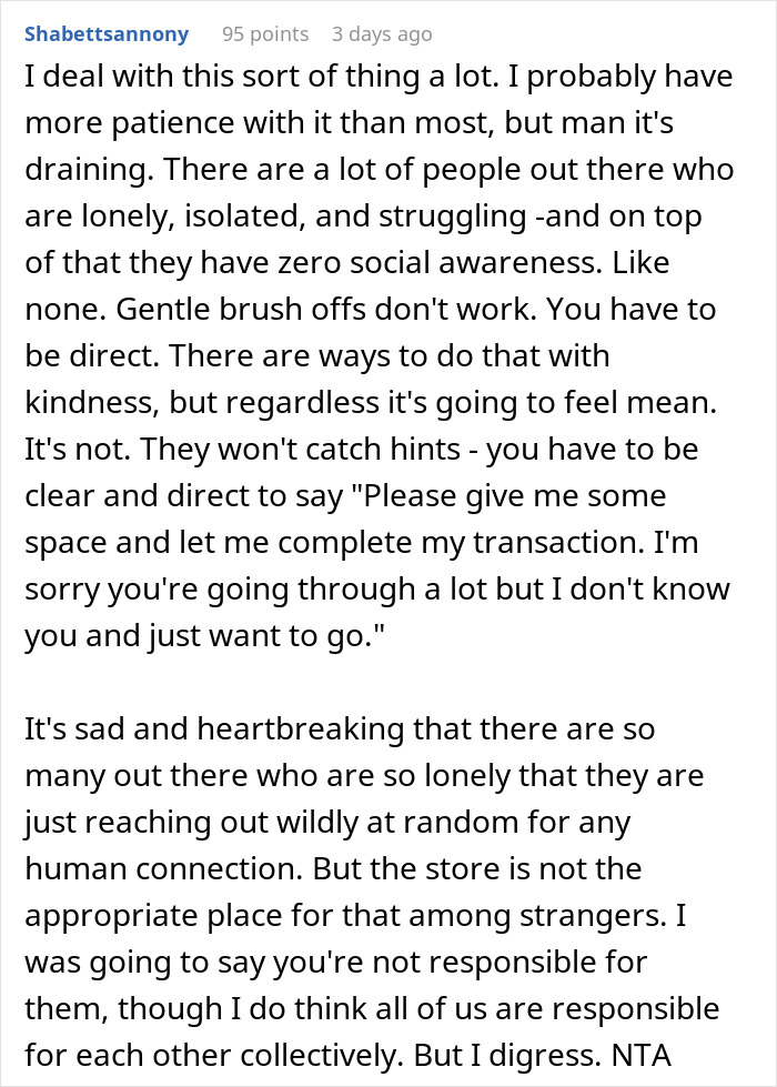 Shopper Shuts Up Trauma-Dumping Woman For Talking At Him While Checking Out Shopper Shuts Up Trauma-Dumping Woman For Talking At Him While Checking Out