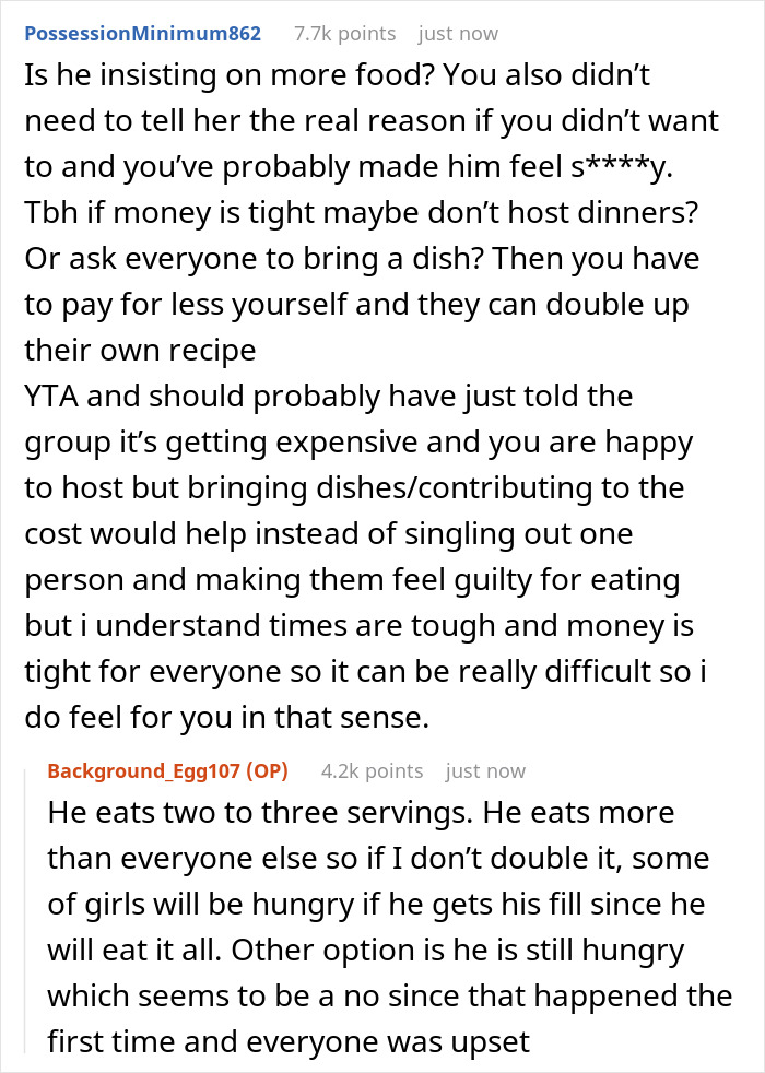 &ldquo;Am I The [Jerk] For Not Inviting My Friend&rsquo;s Husband To Dinner Because He Eats Too Much&rdquo;