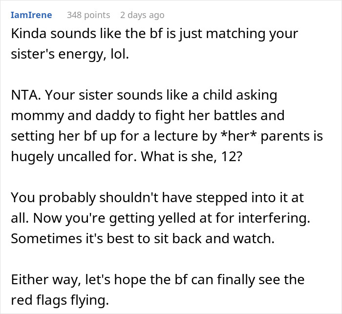 Woman Protects Entitled Sister’s BF From “Intervention” By Telling Him To Skip Dinner With Her Woman Protects Entitled Sister’s BF From “Intervention” By Telling Him To Skip Dinner With Her