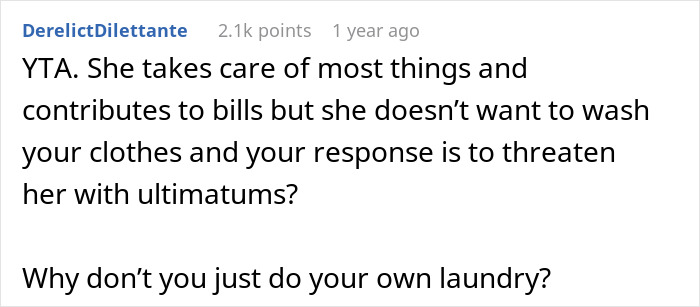 32YO Man Asks If He’s The Jerk For Making GF Do His Laundry And Withholding Groceries If She Stops 32YO Man Asks If He’s The Jerk For Making GF Do His Laundry And Withholding Groceries If She Stops