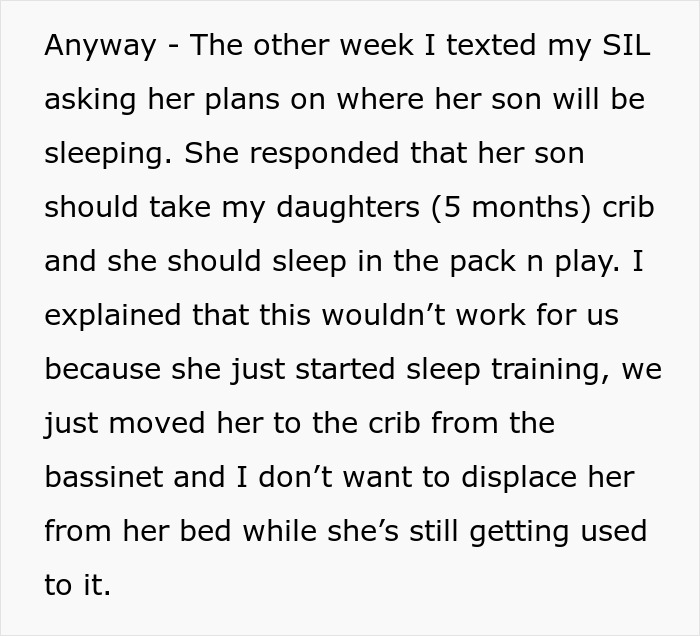 Family Visit Goes Wrong When SIL Demands 5-Month-Old Baby’s Crib For Her Own Son, Mom Refuses Family Visit Goes Wrong When SIL Demands 5-Month-Old Baby’s Crib For Her Own Son, Mom Refuses