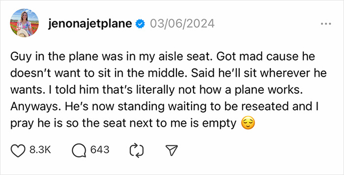 Guy Throws A Tantrum When Woman Refuses To Let Him Sit In Her Aisle Seat Guy Throws A Tantrum When Woman Refuses To Let Him Sit In Her Aisle Seat