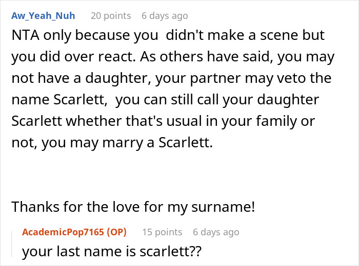 “[Am I The Jerk] For Walking Out Of The Room After My Brother Told Me The Name Of His Baby?”