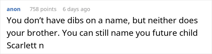“[Am I The Jerk] For Walking Out Of The Room After My Brother Told Me The Name Of His Baby?”