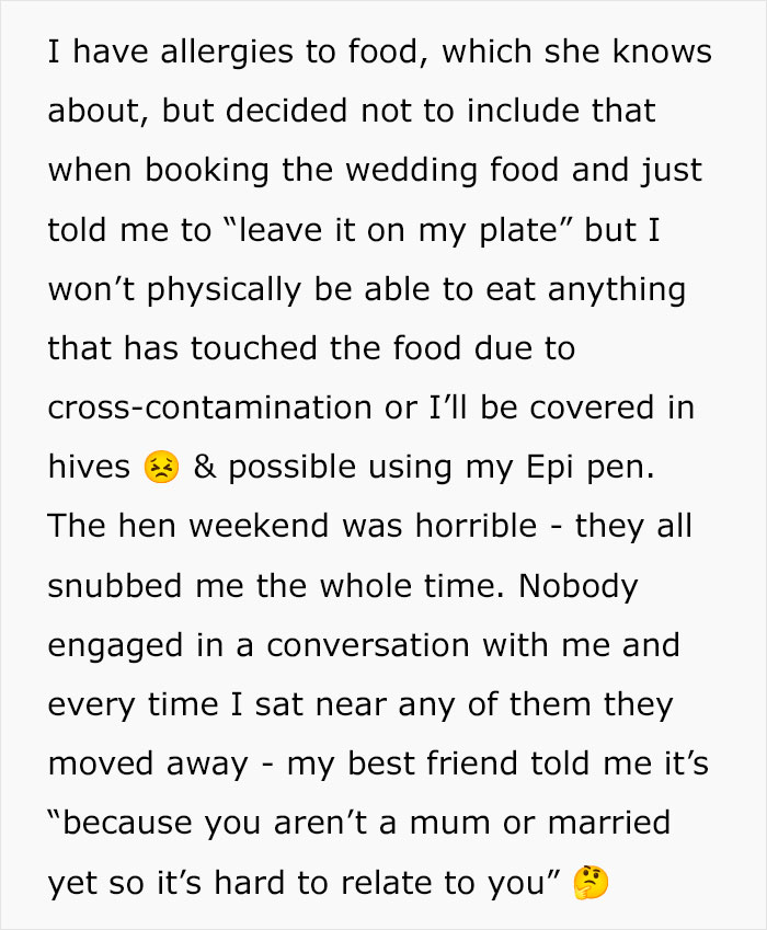 Bride Places Incomprehensible Demands On Her Best Friend Of 25 Years, Destroys Their Friendship Bride Places Incomprehensible Demands On Her Best Friend Of 25 Years, Destroys Their Friendship