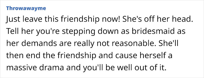 Bride Places Incomprehensible Demands On Her Best Friend Of 25 Years, Destroys Their Friendship Bride Places Incomprehensible Demands On Her Best Friend Of 25 Years, Destroys Their Friendship