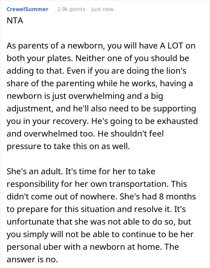 “AITA For Refusing To Ask My Partner If He’ll Drive My Friend To Work When I Go On Maternity Leave?” “AITA For Refusing To Ask My Partner If He’ll Drive My Friend To Work When I Go On Maternity Leave?”