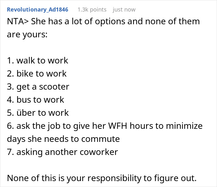 “AITA For Refusing To Ask My Partner If He’ll Drive My Friend To Work When I Go On Maternity Leave?” “AITA For Refusing To Ask My Partner If He’ll Drive My Friend To Work When I Go On Maternity Leave?”