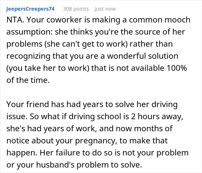 “AITA For Refusing To Ask My Partner If He’ll Drive My Friend To Work When I Go On Maternity Leave?” “AITA For Refusing To Ask My Partner If He’ll Drive My Friend To Work When I Go On Maternity Leave?”