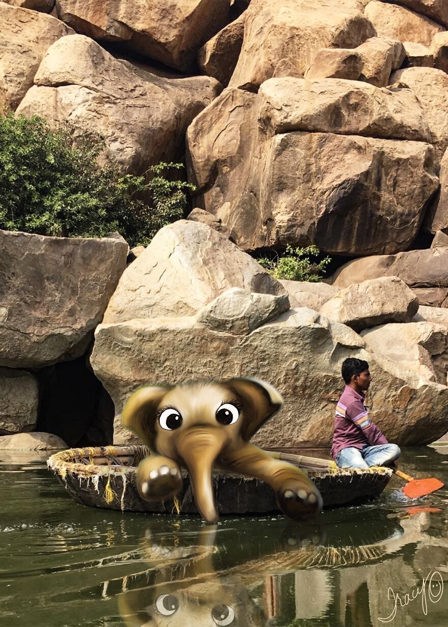 I Make Cute Art By Adding Drawn Animals To Random Photos (39 Pics)