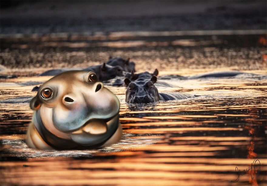 I Make Cute Art By Adding Drawn Animals To Random Photos (39 Pics)