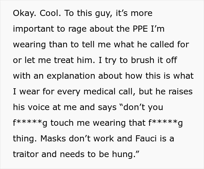 Boomer Demands Paramedics Take Off Their Masks Before Helping Him, So They Just Leave Boomer Demands Paramedics Take Off Their Masks Before Helping Him, So They Just Leave