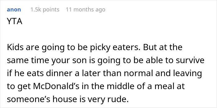 &ldquo;[Am I The Jerk] For Leaving Dinner To Get My Son McDonald’s, Even Though Food Was Served?&rdquo;