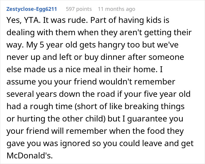 &ldquo;[Am I The Jerk] For Leaving Dinner To Get My Son McDonald’s, Even Though Food Was Served?&rdquo;
