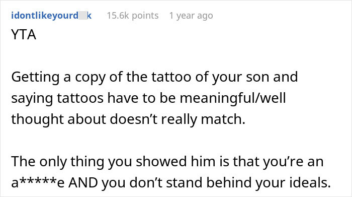 Parent Copies 19 Y.O. Son’s Tattoo To Prove A Point, Gets Called A Jerk Parent Copies 19 Y.O. Son’s Tattoo To Prove A Point, Gets Called A Jerk