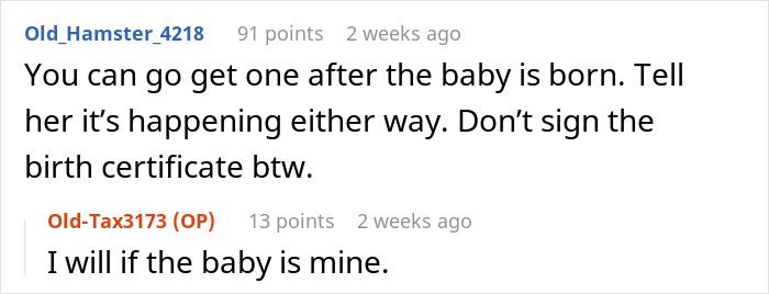 “[Am I The Jerk] For Insisting We Get A Paternity Test Before I Sign The Birth Certificate?”