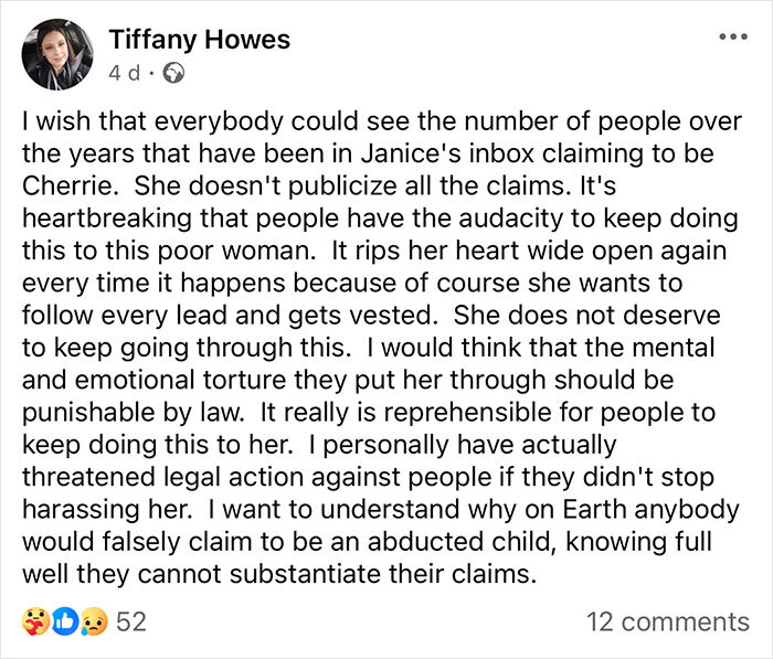 Woman Claiming To Be Cherrie Mahan, Who Vanished From A Bus Stop In 1985, Gets Banned On FB Group Woman Claiming To Be Cherrie Mahan, Who Vanished From A Bus Stop In 1985, Gets Banned On FB Group