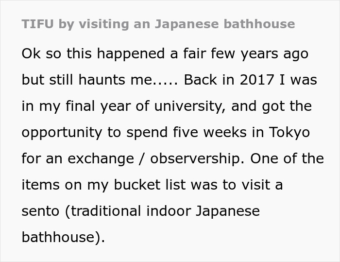 Man Wishes He’d Done Research Before Visiting Japanese Bathhouse After Embarrassing Incident