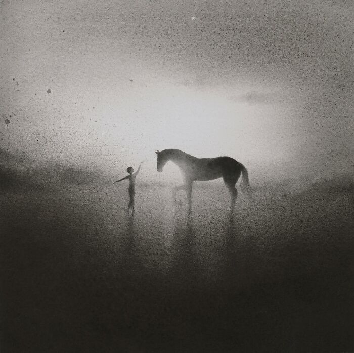 Artist Creates Black-And-White Paintings Reflecting The Bond Between Humans, Nature, And Animals (30 Pics) Artist Creates Black-And-White Paintings Reflecting The Bond Between Humans, Nature, And Animals (30 Pics)