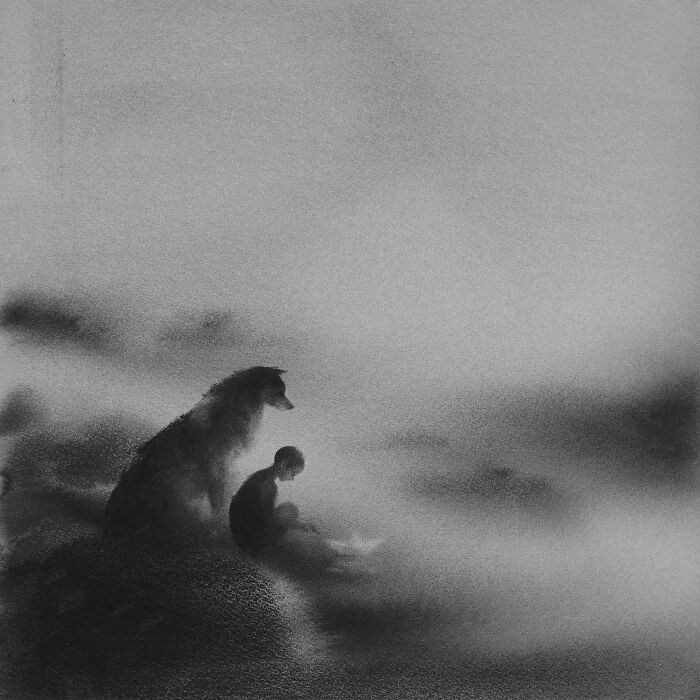 Artist Creates Black-And-White Paintings Reflecting The Bond Between Humans, Nature, And Animals (30 Pics) Artist Creates Black-And-White Paintings Reflecting The Bond Between Humans, Nature, And Animals (30 Pics)